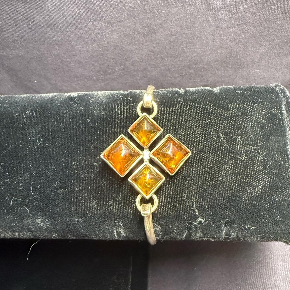 Sterling Silver Thai Bangle with Amber
